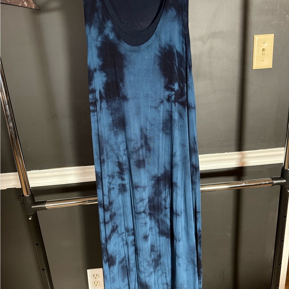 Blue Tie-Dye Sleeveless Dress